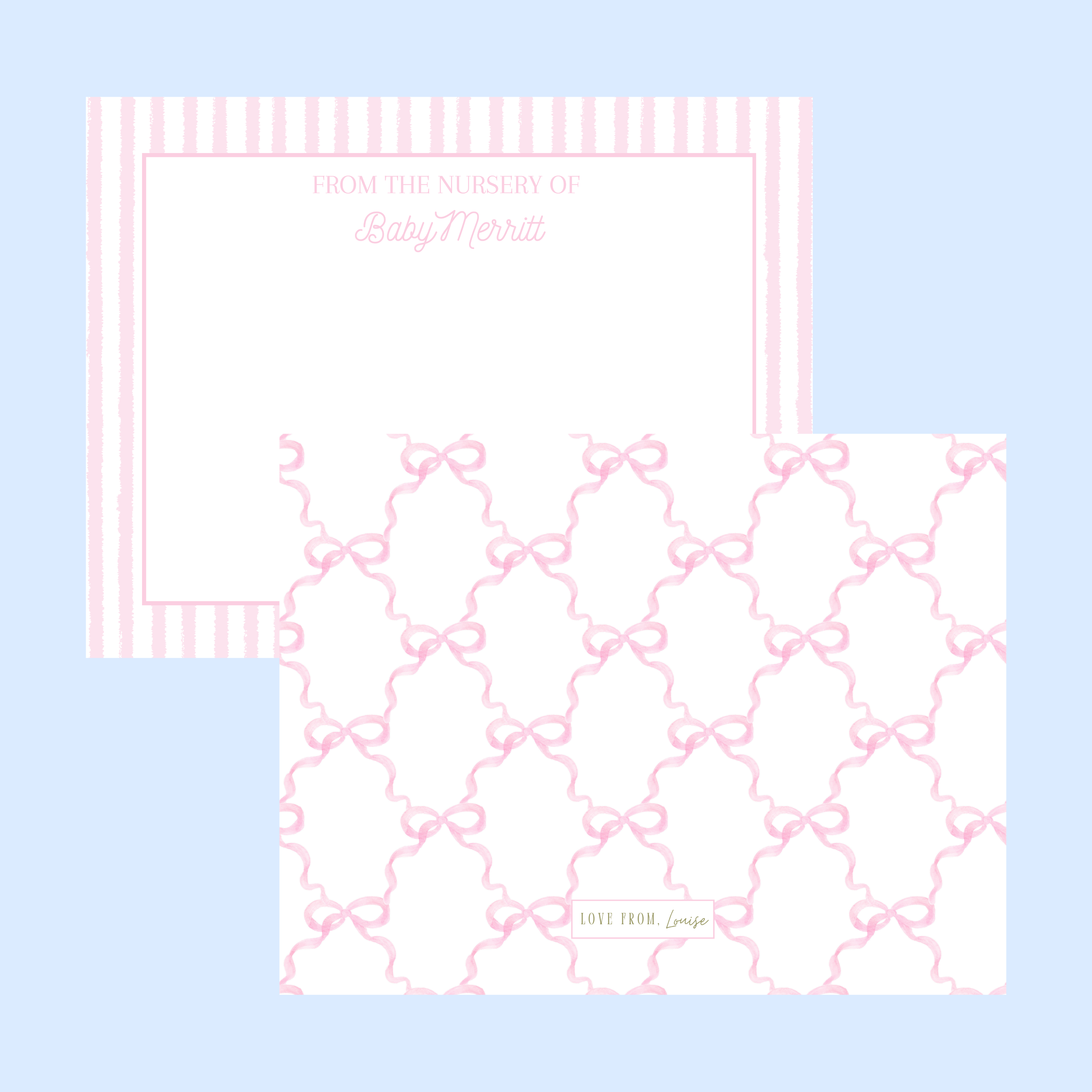 Baby Girl Bow Thank You Card (Set of 20)