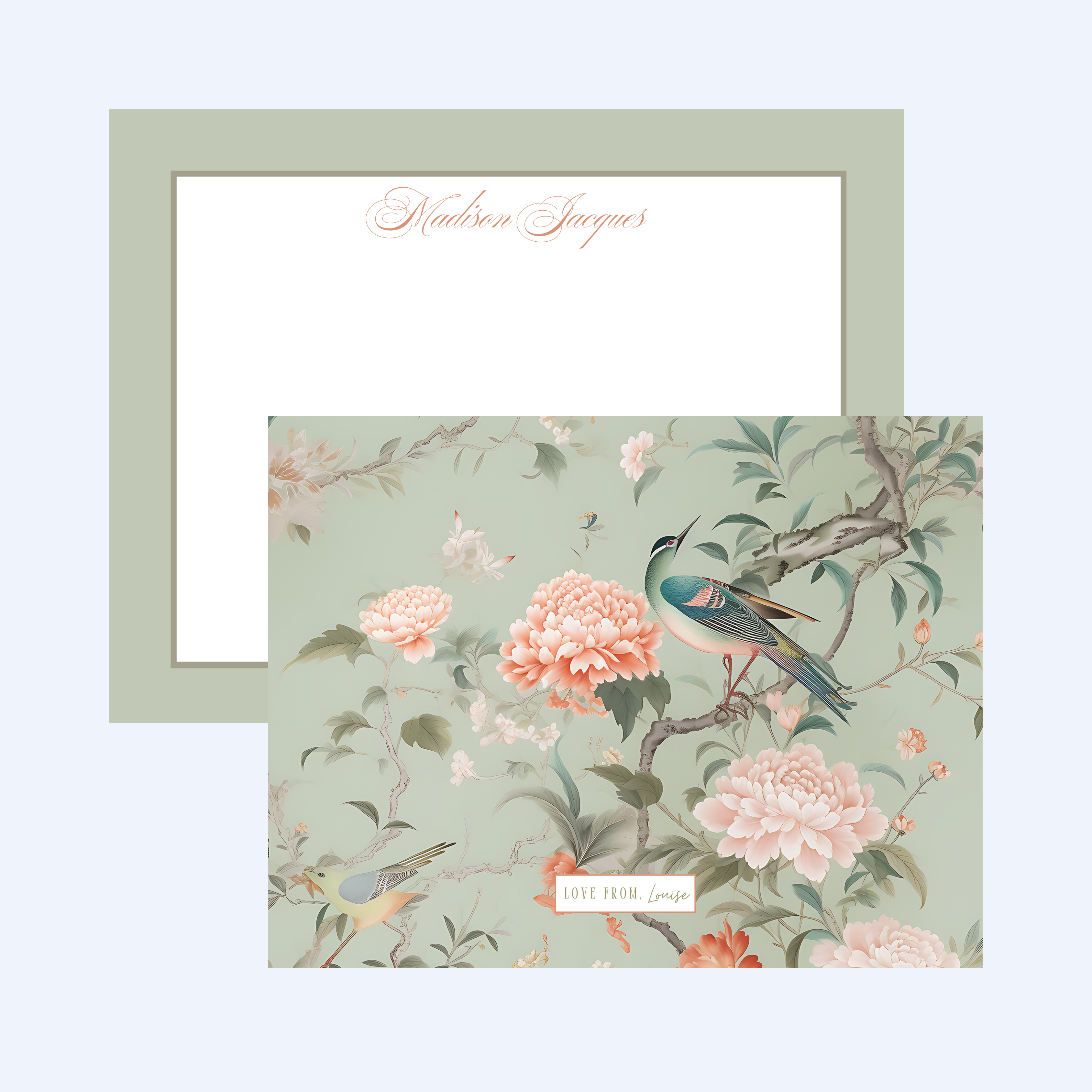 Green Chinoiserie Thank You Card (Set of 20)