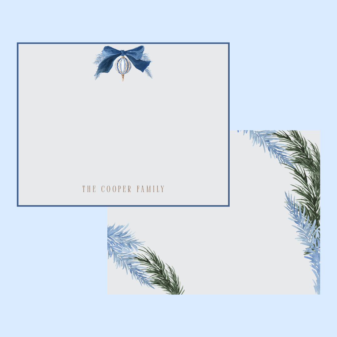 Blue Wreath Thank You Card (Set of 10)
