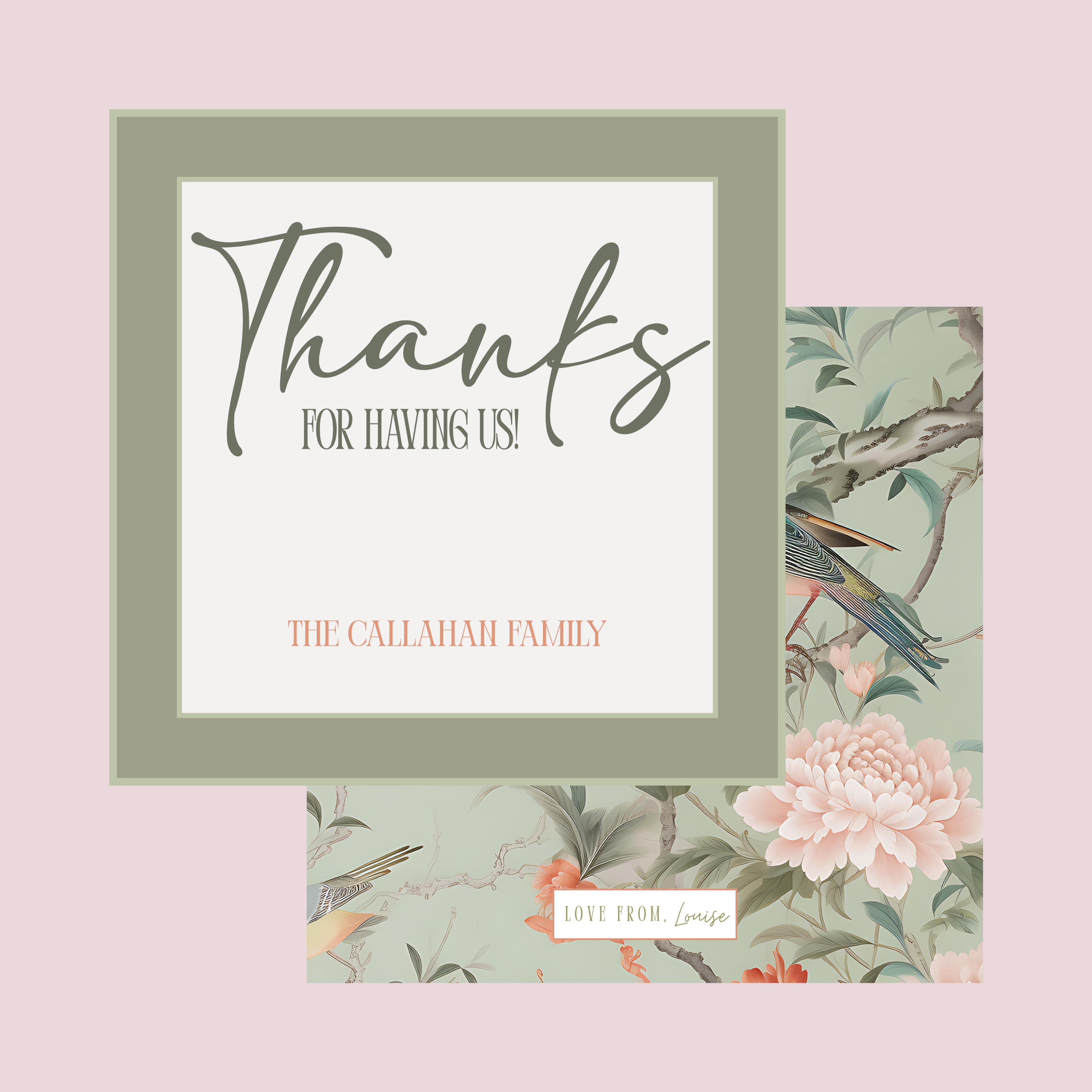 Green Chinoiserie Enclosure Card (Set of 24)